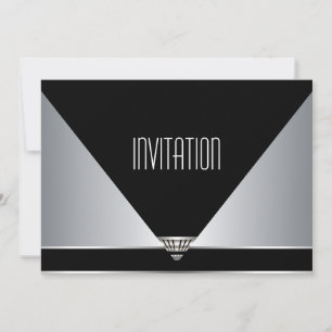 Inbjudan Fest Art Deco Svart Silver
