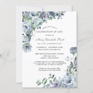 Inbjudan firande till Life Blue Blommigt