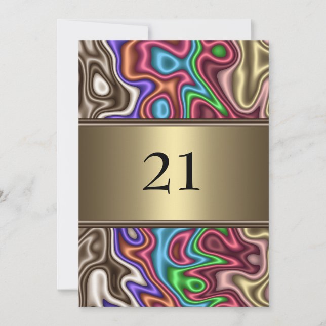 Inbjudan Födelsedag Abstrakt Färger Falsk Siden (Framsida)