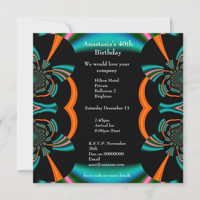 Inbjudan Födelsedag Abstrakt Grön Album (Framsida)