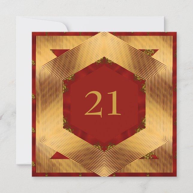 Inbjudan Födelsedag Abstrakt Röd Gul (Framsida)