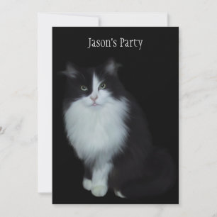 Inbjudan Födelsedagsfest Katt på svart