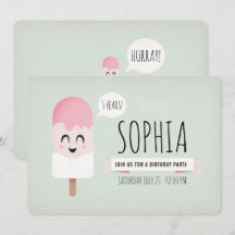 Inbjudan Födelsedagsfest Tjej Söt Retro Glass