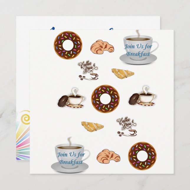 Inbjudan Följ med oss på frukostkort (Fram/baksida)
