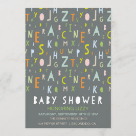 Inbjudan för ABC-alfabetbaby shower