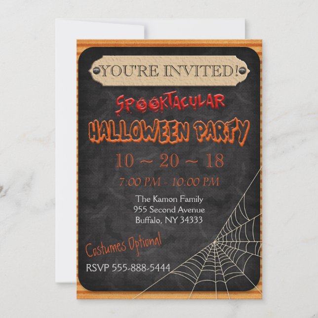 Inbjudan för anpassningsbarpersonlighalloween fest (Framsida)
