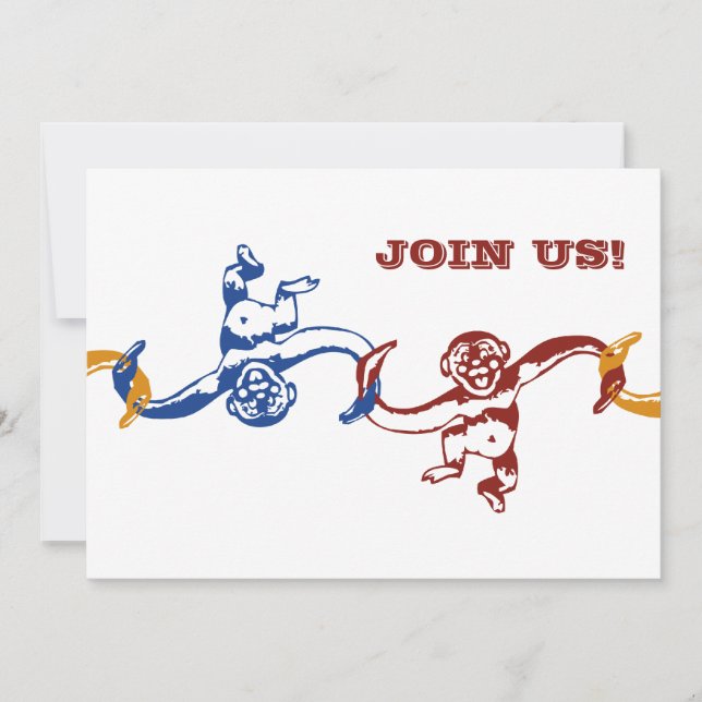 Inbjudan för apatrummafödelsedag (Framsida)