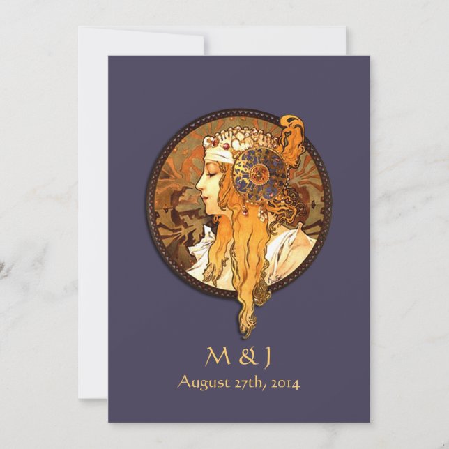 Inbjudan för art nouveaubrudbröllop (Framsida)