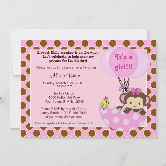 Inbjudan för baby shower för apapippiparaply (Framsida)
