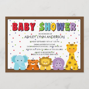 Inbjudan för baby shower för babydjungeldjur