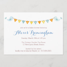 Inbjudan för baby shower för babyfågel Bunting