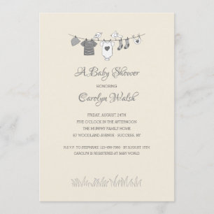 Inbjudan för baby shower för babyklädstreck