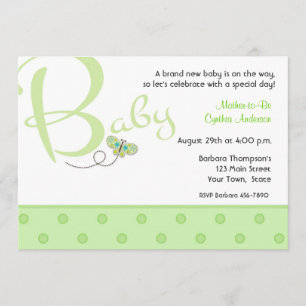 Inbjudan för baby shower för babytextgrönt