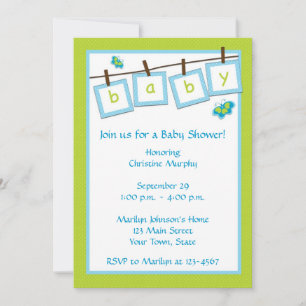 Inbjudan för baby shower för babytextklädstreck