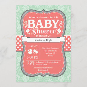 Inbjudan för baby shower för blomma för
