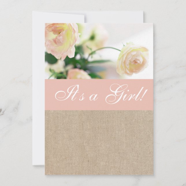Inbjudan för baby shower för Burlap för (Framsida)