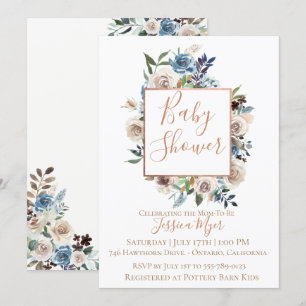 Inbjudan för baby shower för dammig blåttkräm
