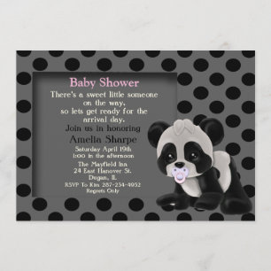 Inbjudan för baby shower för flickaPandabjörn