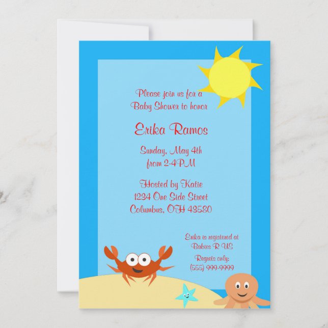 Inbjudan för baby shower för havssida (Framsida)