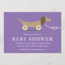 Inbjudan för baby shower för hundhandtagleksak