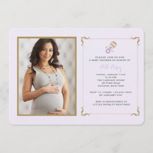 Inbjudan för baby shower för lavendelpladderfoto