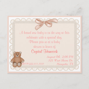Inbjudan för baby shower för litet hål för persika