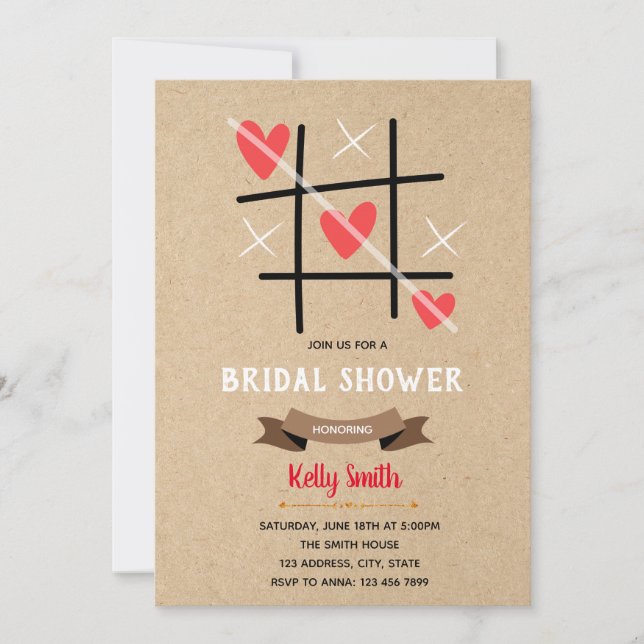 Inbjudan för baby shower för muskelryckningtac-toe (Framsida)