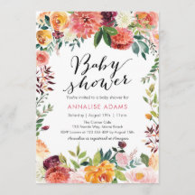 Inbjudan för baby shower för nedgånghöst blom-