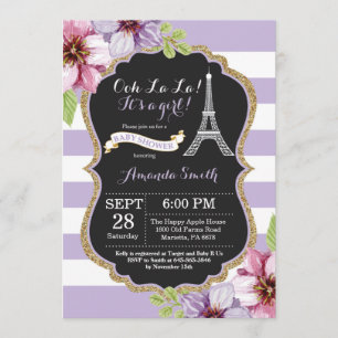 Inbjudan för baby shower för Paris franskEiffel