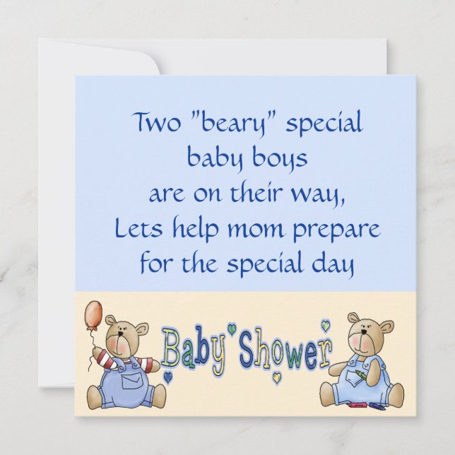 Inbjudan för baby shower för pojke för Beary (Framsida)
