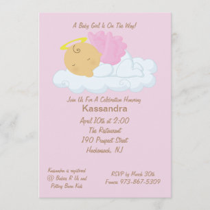 Inbjudan för baby shower för rosababyängel