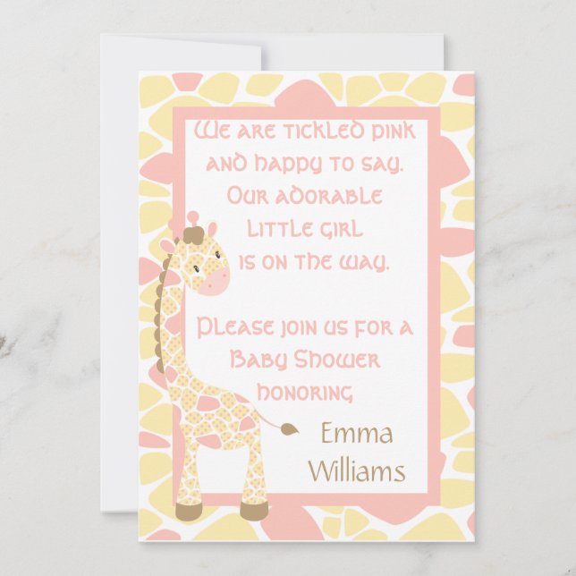 Inbjudan för baby shower för Safarisötmagiraff (Framsida)