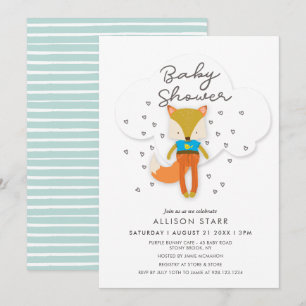 Inbjudan för baby shower för skogsmarkrävpojke