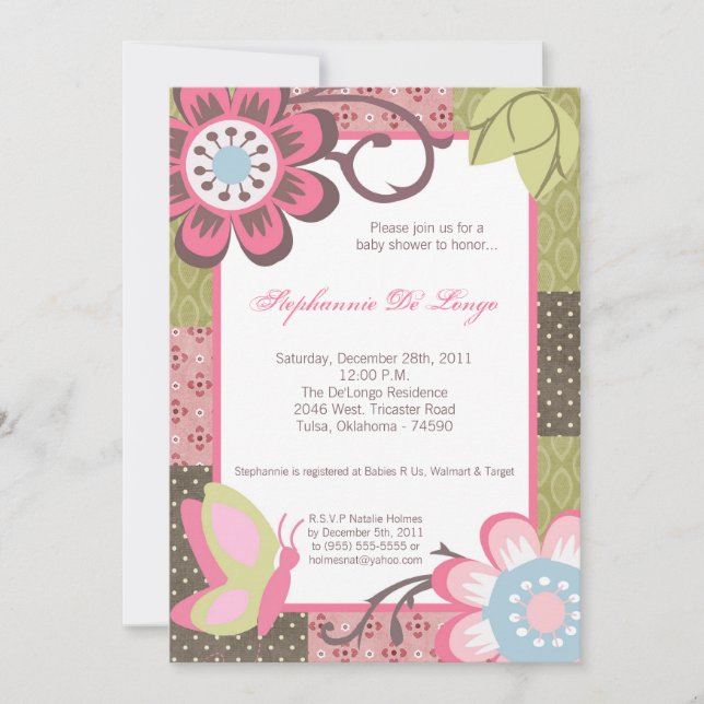 Inbjudan för baby shower för smickervårblomma (Framsida)