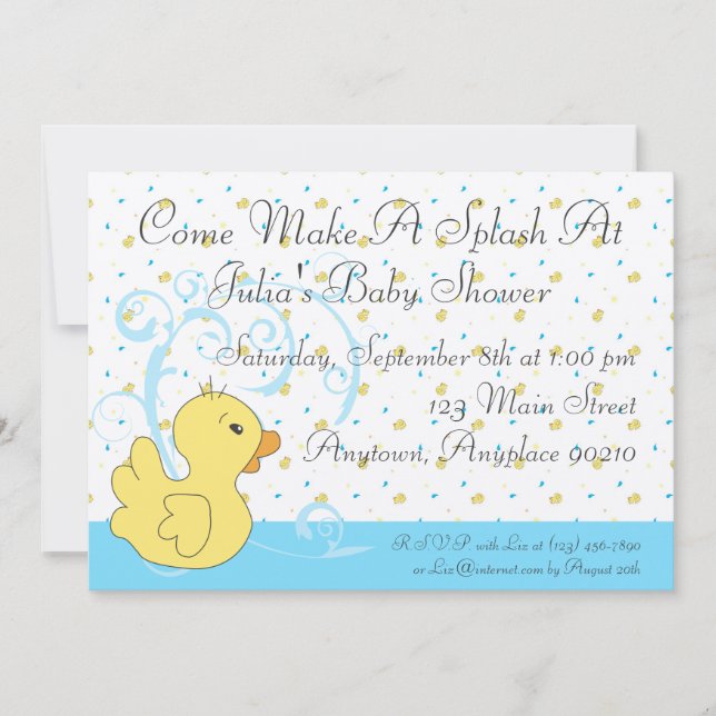 Inbjudan för baby shower för Splish stänk Ducky (Framsida)