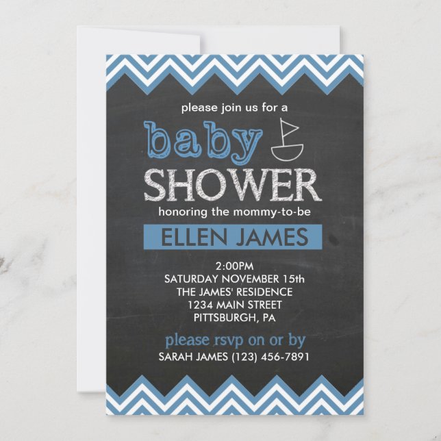 Inbjudan för baby shower för svart (Framsida)