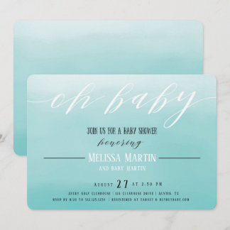 Inbjudan för baby shower för turkosOmbre pojke