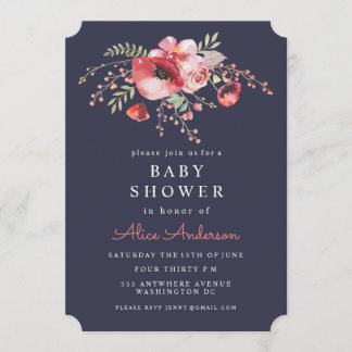 Inbjudan för baby shower för vallmor för