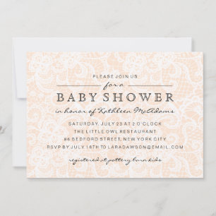 Inbjudan för baby shower för vintagepersikasnöre