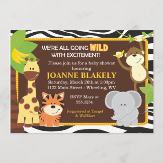 Inbjudan för baby shower för zebra