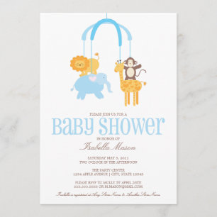 Inbjudan för baby shower för Zoodjur mobil
