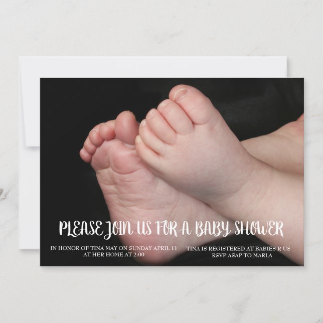 Inbjudan för babyfotdusch (Framsida)