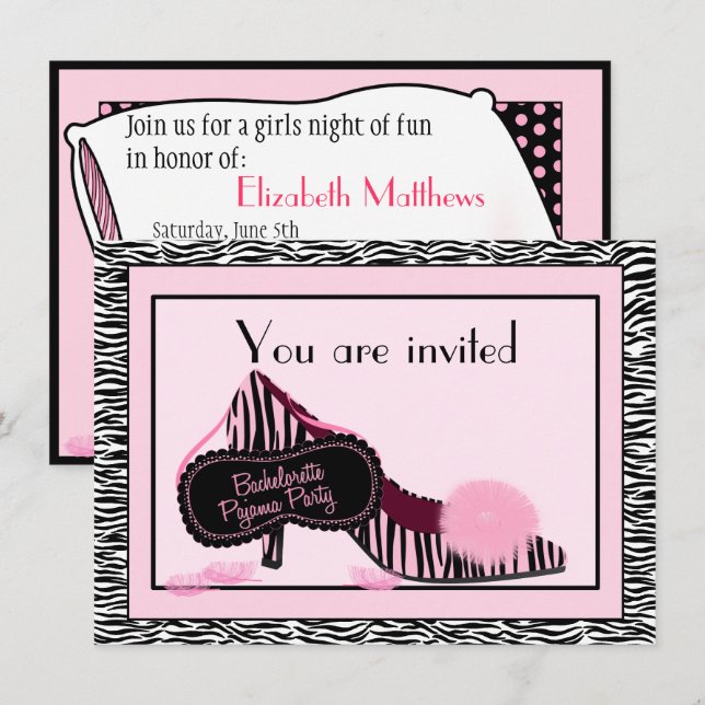 Inbjudan för Bachelorette Pajamaparty (Fram/baksida)