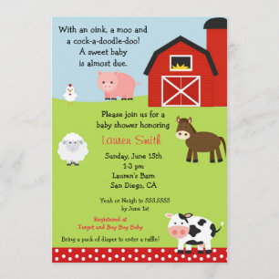 Inbjudan för Barnyardlantgårdbaby shower