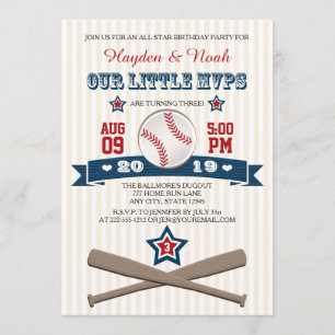 INBJUDAN FÖR BASEBALLMVP-FÖDELSEDAG FÖR TWILLINGAR