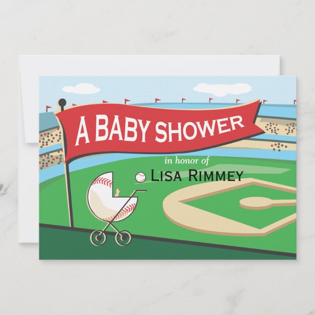 Inbjudan för baseballvagnsbaby shower (Framsida)