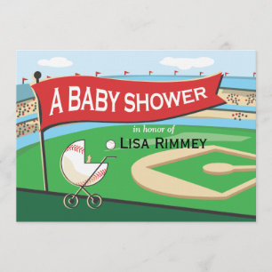 Inbjudan för baseballvagnsbaby shower
