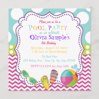 Inbjudan för bassängpartyfödelsedag