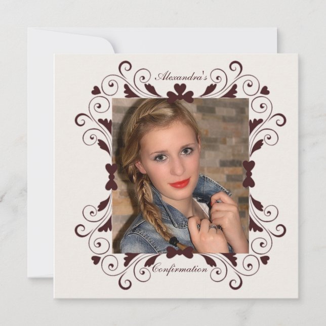 Inbjudan för bekräftelse för älsklingramfoto (Framsida)