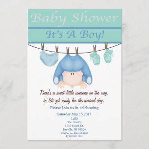 Inbjudan för blått- och gröntpojkebaby shower